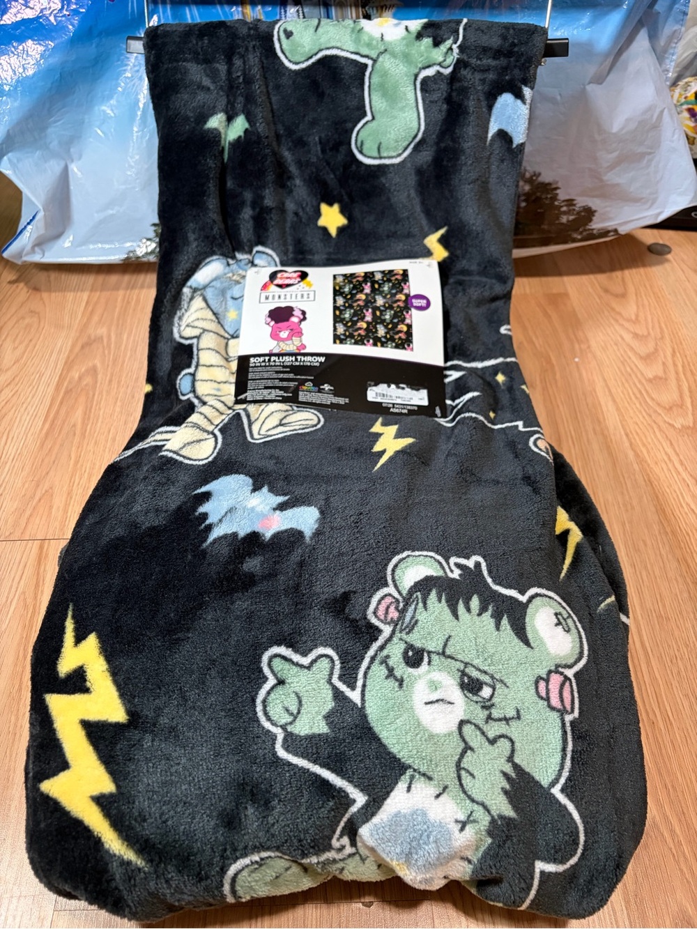 Care Bears x Universal Monsters Halloween Plush Throw Blanket 50x70 New